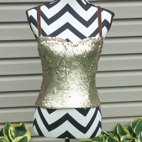 New Free People River of Stars Gold Sequin Tank - Picture 4 of 7